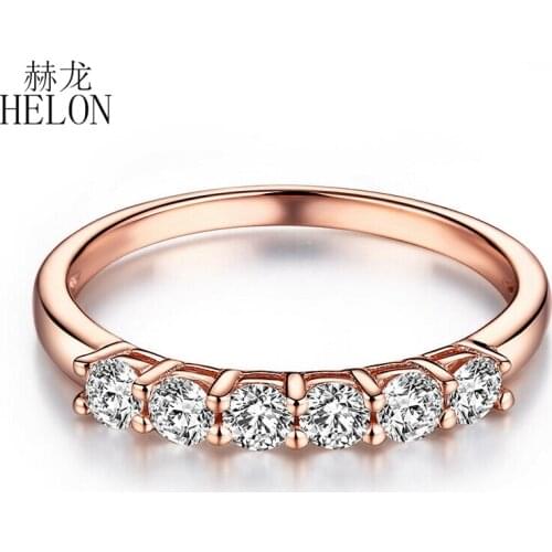 HELON Moissanite Ring Real 18K Rose Gold Round VVS/DEF Lab Grown Diamond Moissanite Engagement Ring Women Trendy Fine Jewelry