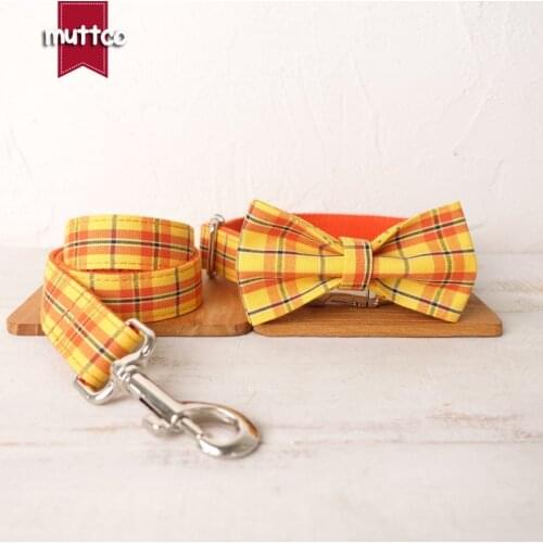MUTTCO retailing exquisite self-design dog collar CHEESE PLAID handmade poly satin and nylon 5 sizes dog collar UDC098