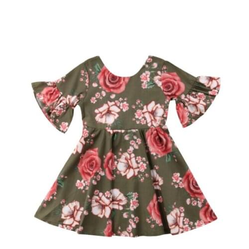 Girl Baby Flower Party Dress Tulle Gown Princess Long A-line Dress Kids Sundress Size 2-6T