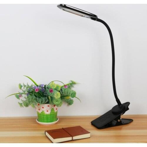 New 6W touch dimming color led clip table lamp rechargeable reading study table lamp with USB Charger