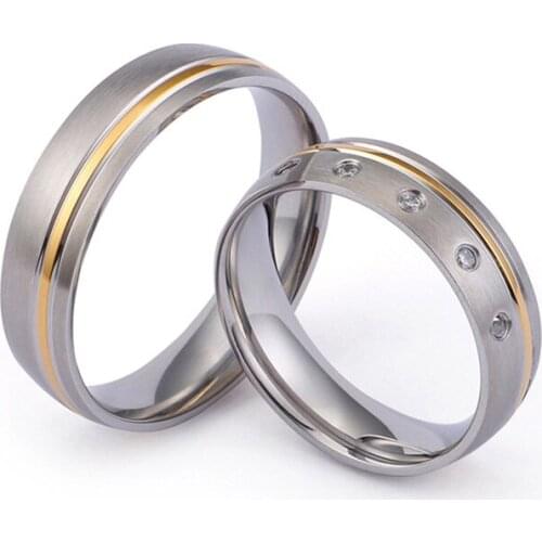 Couple wedding rings for men and women lovers alliance stainless steel jewelry sterling silver 18k white gold plated ring
