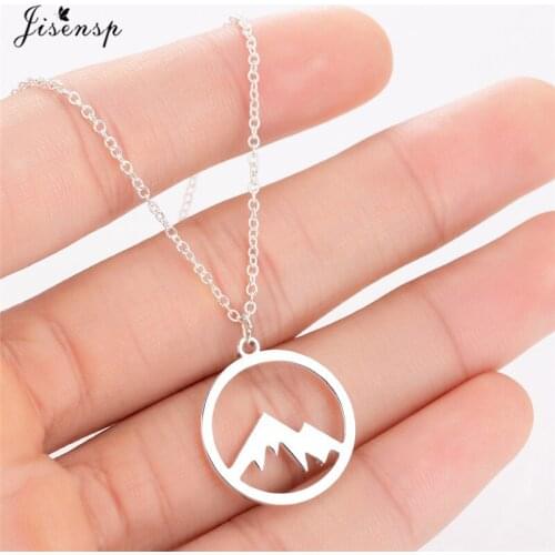 Jisensp Hollow Round Stainless Steel Pendant Necklace Snow Mountain Long Chain Necklace Fashion Jewelry for Women Kids Gift