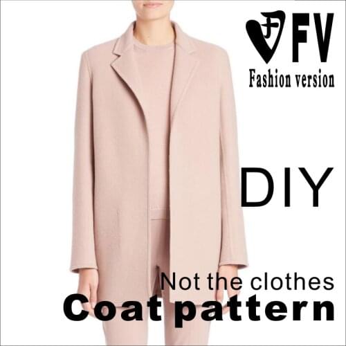 Womens casual short and mid-length handmade double-sided woolen fleece coat pattern 1:1 garment sewing drawing BFY-163