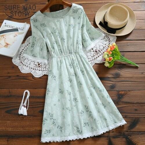 Actual Shot of Long and Medium-length Women Dress, Cotton and Flower sweet Dress for New Womens Wear in 2021 4619 50