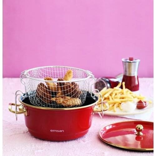 Awesome Emsan Troy Enamel 24 cm Frying Pot Redt FREE SHİPPİNG