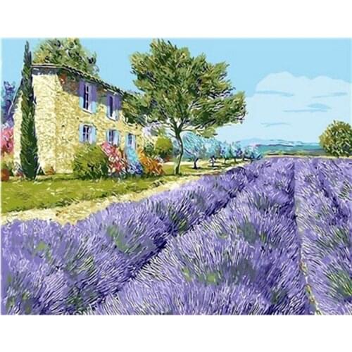 DIY Oil Painting By Numbers Kits 60x75cm Lavender Coloring By Numbers On Canvas Flowers Frame Digital Painting Home Decor