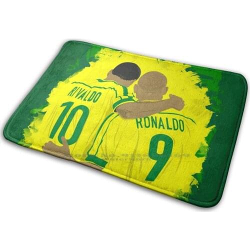 Rivaldo / Ronaldo Mat Rug Carpet Anti-Slip Bedroom Entrance Door Mat Rivaldo Ronaldo Brazil Football Soccer Legends Brazilian