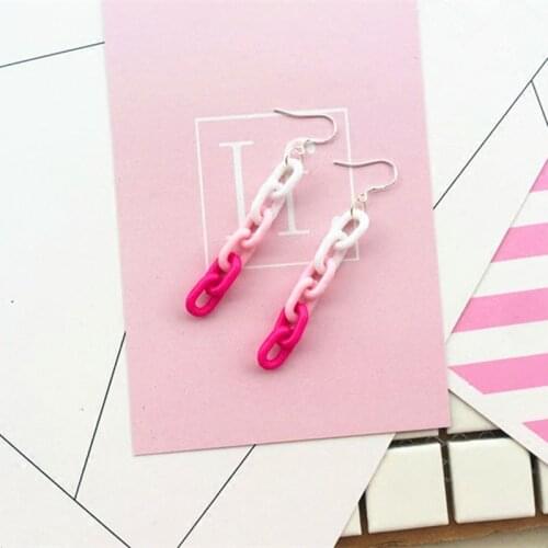 8Seasons Link Drop Earrings Pink Blue Gradient Rainbow Color Acrylic Tassel Fashion Exaggerated Jewelry For Women Gift,1 Pair