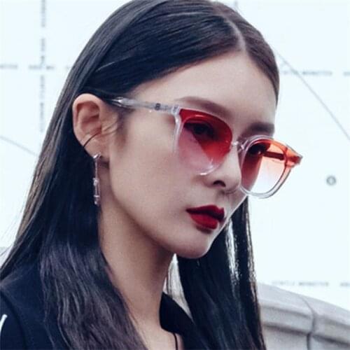Chinese Celebrities Recommend Cat Eye Sunglasses Korean Trendy Hip Hop Sunglasses Shades For Women Men Neon Green Eyewear