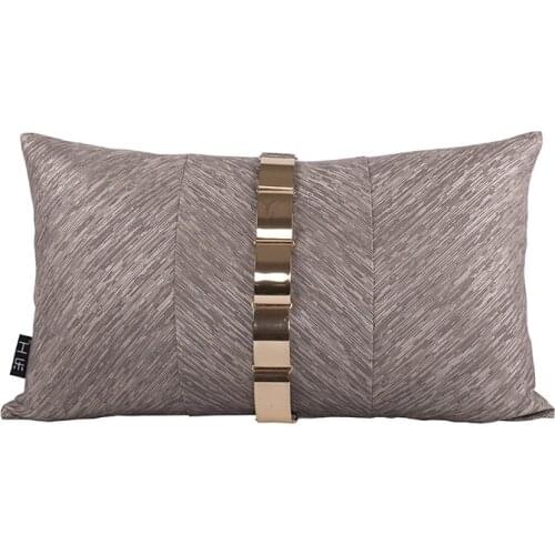 Light Luxury Cushion Cover Brown Gold Metal Waist Pillowcase Decorative Cushions For Living Room Sofa 45x45cm/30x50cm