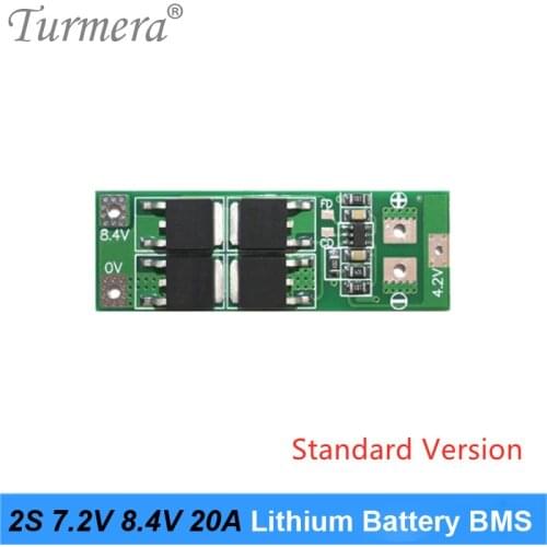 Turmera 2S 20A BMS Protection Board 18650 21700 26650 Lithium Battery 7.2V 8.4V for Screwdriver Electric Tools and Headlamp Use