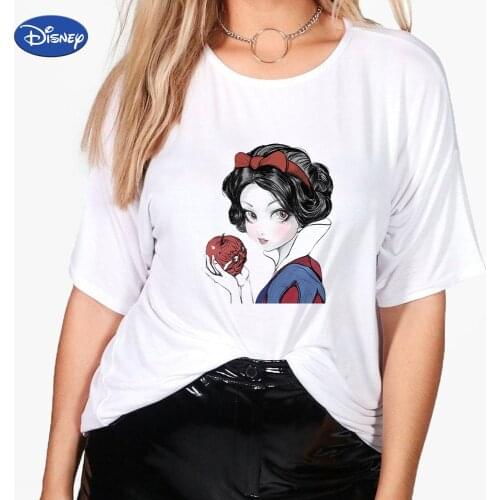 Disney Princess T Shirt Women Breathable Short Sleeve Cute Snow White Printed Graphic Cartoon Tshirts Popular Cool Vogue Top