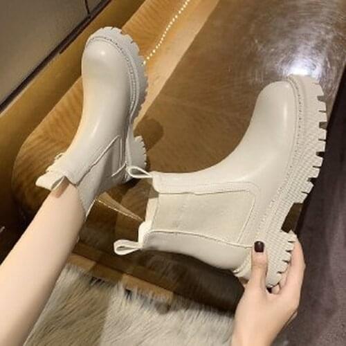 Spring 2021 ladies elegant white ankle boots female high heel platform shoes black gothic leather punk ankle boots