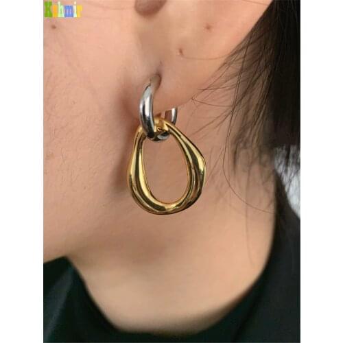 Kshmir Detachable dual-use Korean chic metal gold patchwork womens base earrings with free mail earrings and jewelry gifts