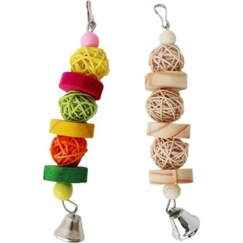 Parrot Chew Strands Wooden Bird Parakeet Bite Molar Toys Rattan Ball