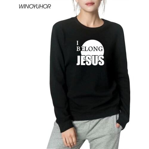 Winter New Fashion Women Hoodies I Belong To Jesus Sweatshirts Long Sleeve Christ Religion Catholic Christian Faith Pullovers