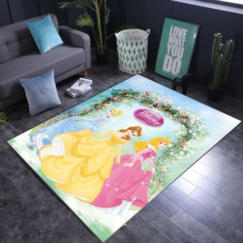 Disney Snow White Cinderella Mermaid Ariel Princess Belle Mat Kids Playmat Rug for Living Room Printing Geometric Floor Carpet
