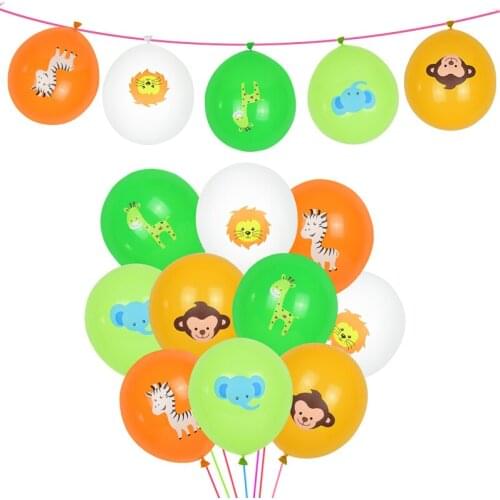 10pcs 12inch Latex Ballon Cartoon Animal Print Multicolor Balloons Safari Zoo Party Decoration Jungle Kids Birthday Party Globos