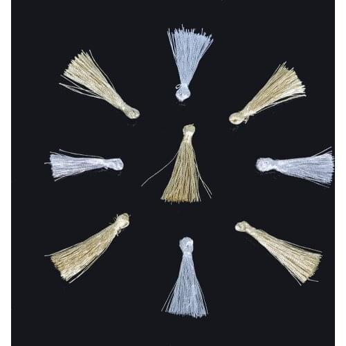10pcs 25mm Gold&Silver Mixed Metal Thread Tassel Diy Jewelry Making Charms Necklace Bracelet Earring Wedding Dress Decoration