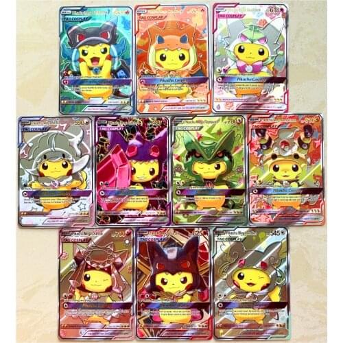 10pcs/set Pokemon Pikachu Cosplay Mega Toys Hobbies Hobby Collectibles Game Collection Anime Cards