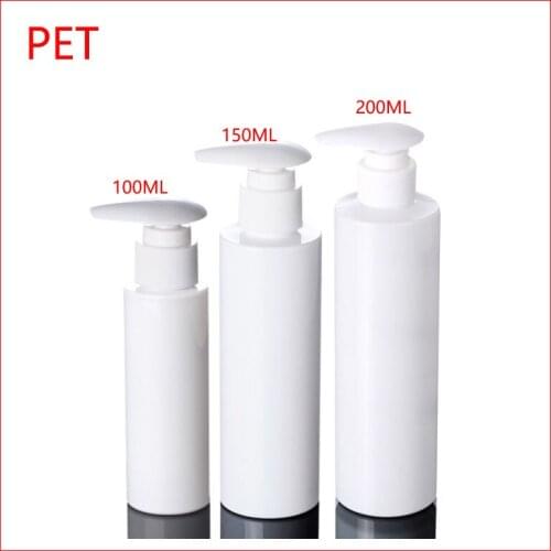 100/150/200G PET plastic bottle White lotion pressure pump bottle empty makeup cosmetic container Packaging w white cap