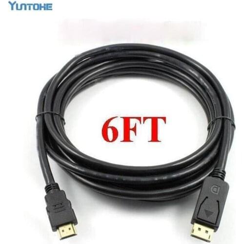 100pcs 1.8M/6FT 3M 10FT DisplayPort Display Port DP Male to HDMI-compatible Male M/M Cable Adapter for MacBook Air Dell Monitor