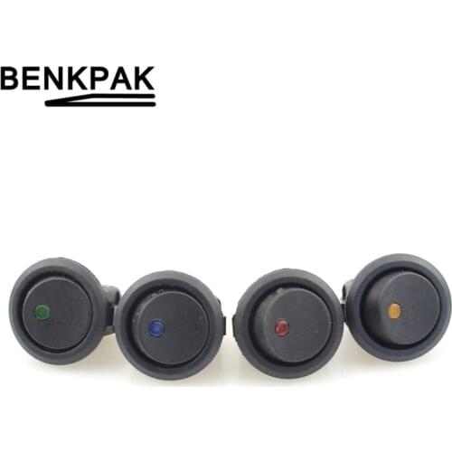 100pcs dot switch 12V LED Dot Light Car Boat Round Rocker Switch ON/OFF SPST 3 Pins With LED