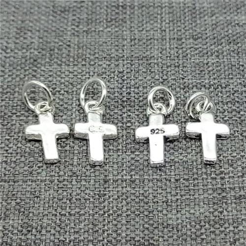 15 Pieces 925 Sterling Silver Tiny Jeuse Cross Charms for Bracelet Necklace