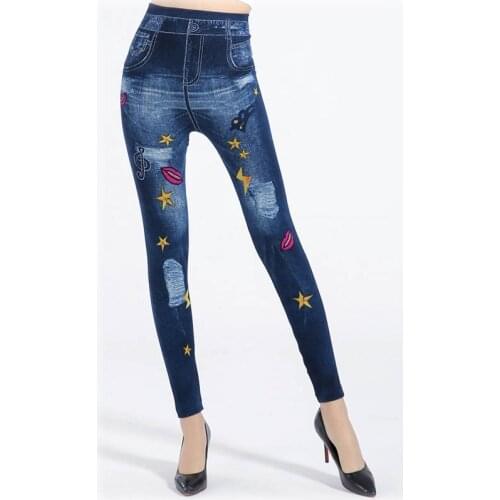 2019 Fashion Women Jeans High Waist Emboridered Skinny Stretch Pencil Long Slim Casual Leggings Hip hops Jeans
