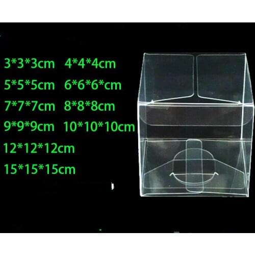 3cm-15cm Clear Square Wedding Favor Gift Box PVC Transparent Box Party Candy Bags Chocolate jewelry Boxes No Ribbons 10/20/50pcs