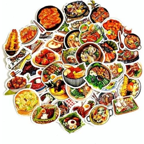 5 Sets=235PCS Cute Creative Food Stickers Refrigerator Notebook Water Cup Trolley Case Waterproof Stickers