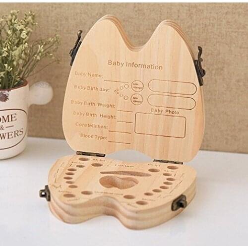 50pcs Baby Girl Boy Tooth Box Organizer for Baby Save Milk Teeth Wooden Tooth Shape Storage Box lin3879