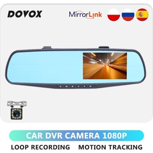 GRANDnavi Full 1080P Car Dvr Camera 4.3 Inch Rearview Mirror Dash Digital Cam Car Dvr Camera Loop Recording Motion Tracking