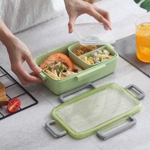 Bamboo Fiber Environmental Protection Lunch Box New Creative Four Button Nordic Portable