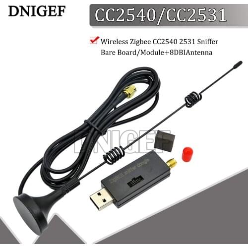 Wireless Zigbee CC2540 2531 Sniffer Bare Board Packet Protocol Analyzer USB Interface Dongle Capture Packet Module+8DBIAntenna