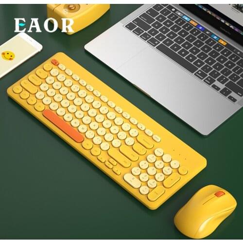 EAOR Portable 95 Keys 2.4G Wireless Keyboard Mute USB Retro Keyboard Home Office Gaming Keyboard for Laptop Desktop PC
