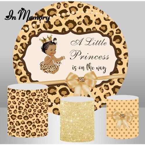 InMemory Leopard Print Girls Baby Shower Newborn Round Backdrop A Little Princess Is On The Way Circle Photography Backgrounds