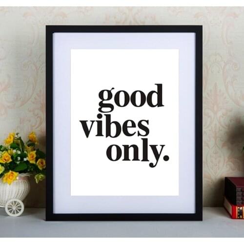 Good Vibes Only Canvas Paintings Minimalist Black and White Wall Art Letter Quotes Nursery Poster Print Pictures for Home Decor