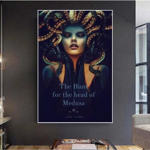 Cuadros Hunt Medusa Head with Snake Women Canvas Paintings Wall Art Posters Prints Wall Pictures for Living Room Home Wall Decor