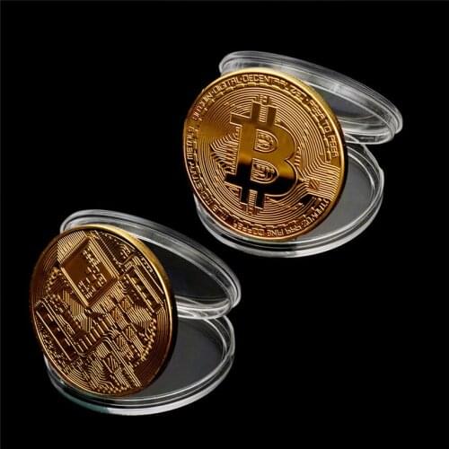 40mm Collection Coin Bitcoin Gold Plated Bronze Physical Bitcoins Casascius Bit Coin BTC New Year Gift Non-currency Coins 5PCS