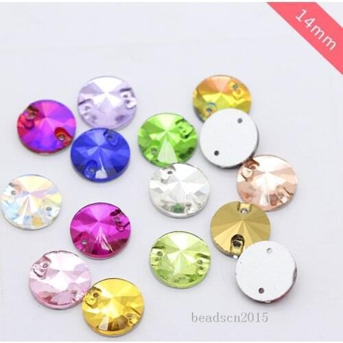 All-size round sewing flatback gemstone crystal glass sew on rhinestone with holes button beads for clothes DIY Decorations