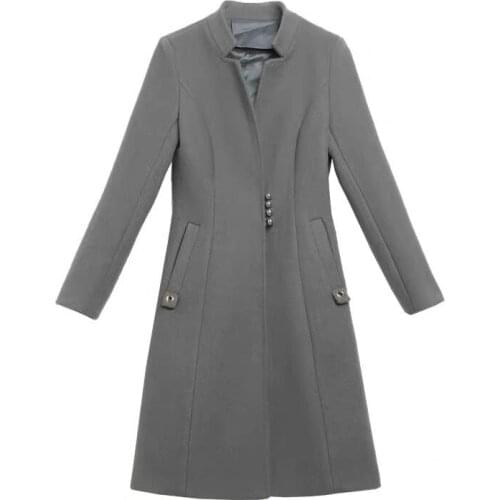 2021new Spring Autumn Women Jacket Long Single-Breasted Woolen Coat Slim Outwear Casual Turndown Collar Top Basic Female Costume