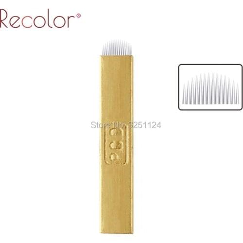 0.25mm 500PCS Laminas Tebori Microblading U Shape PCD 14 PIN Permanent Makeup Eyebrow Tattoo Blade Microblading Needles