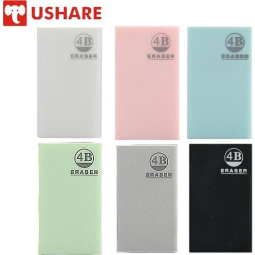 USHARE 6pcs/set PVC 4B Eraser Kawaii Student School Supplies Rubber 6 Colors Professional Soft Eraser Stationery Easy Clean Gift