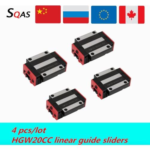 EU warehouse linear guide sliders square rail block size same as HIWIN 4pcs/lot HGW20CC block slides for CNC
