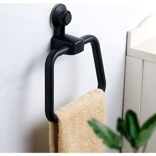 Reusable Vacuum Strong Suction Cup Towel Bars Ring Kitchen Punch Free Towel Hook Storage Shelf Bathroom Towel Holder Sticker