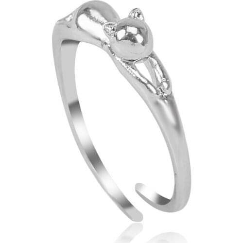 Fashion Ladies Ring Cute Alloy Inlaid Bear Head Jewelry Opening Adjustable Birthday Commemorative Gift Rings for Women