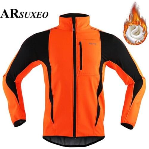 ARSUXEO Mens Winter Warm Up Thermal Fleece Cycling Jacket Bicycle MTB Road Bike Clothing Windproof Water Repellent Long jacket