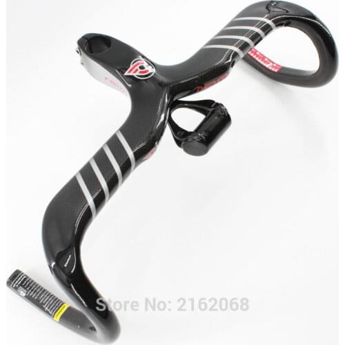 Newest silver Road bike 3K full carbon fibre bicycle handlebar and stem integratived with computer stent parts Free shipping