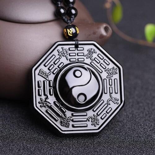 New Obsidian Yin Yang Necklace Pendant Chinese Taiji-Bagua Mens Jewelry Womens Jewelry High Quality Gossip Pendant For Unisex